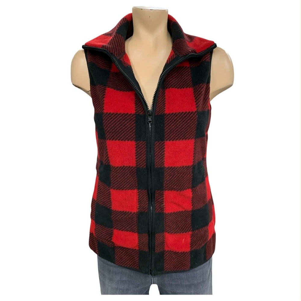 Chaps Red and Black Plaid Vest Size S